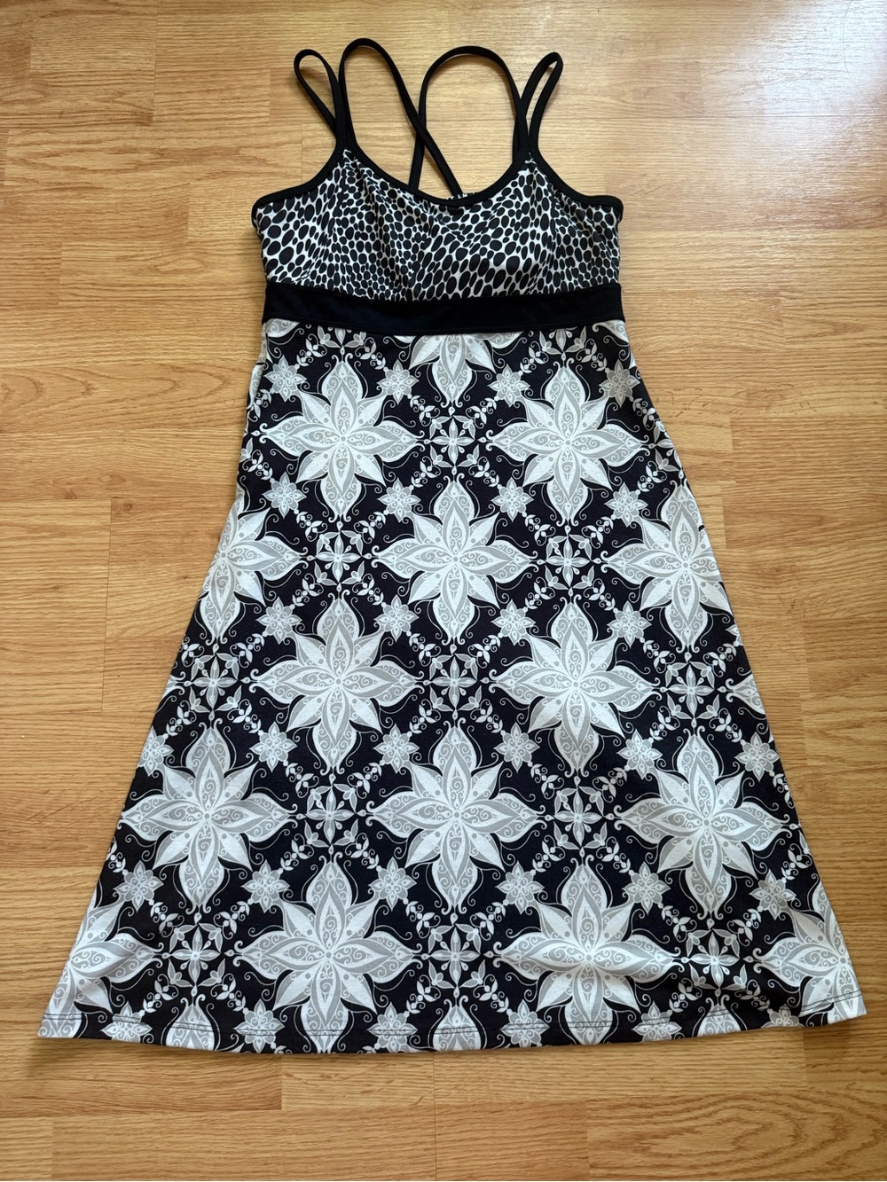 Vintage Y2K prAna Geometric Leopard Strappy Active Sun Dress Size S Made in USA